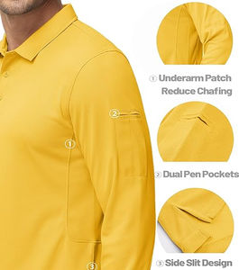 Camisas tácticas transpirables de manga larga, camisa táctica de jersey piqué para hombre, camisa táctica polo clásica personalizada con botones sólidos. - Product Image 5