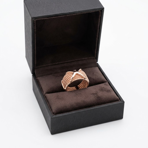 Rose Gold Plated Eco-Friendly <b>Brass</b> Braided Statement <b>Ring</b> Textured Fashion Band for Women Party Jewelry - Product Image 5