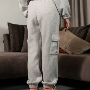 <b>Women</b> Light Grey Two Piece <b>Lounge</b> Set Zip Up Jacket Matching Jogger <b>Pants</b> Soft Casual Homewear Comfortable Custom OEM Apparel - Product Image 3