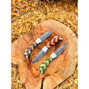 Cuchillo Plegable de Bolsillo de Madera para Camping, Multiusos, de Acero de Damasco, Grado Industrial, para Caza - Product Image 1