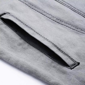 Men's Gray <b>Denim</b> Jacket Turn-down Collar Casual Single Breasted Button Closure Washed Cotton <b>Material</b> Regular Fit Autumn Style - Product Image 5