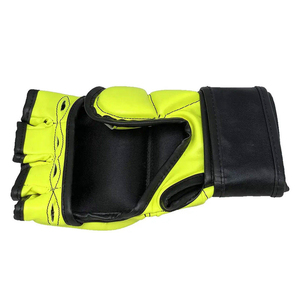 Gants de MMA demi-doigts Rahsal Industries RI-MMG-011 en cuir PU avec fermeture unisexe pour l'entraînement aux arts martiaux Jaune Noir - Product Image 2