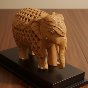 Figurine d'éléphant en bois sculptée à la main décorative pour la décoration intérieure et la collection de cadeaux d'entreprise - Product Image 4