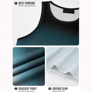 เสื้อกล้ามถักลายไล่ระดับสีสำหรับผู้ชาย คอกลม แห้งเร็ว สวมใส่สบาย - Product Image 4