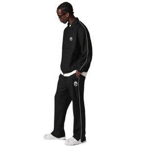 Smart Piped <b>Track</b> <b>Jacket</b> & Jogger Set <b>for</b> <b>Men</b> Casual Streetwear Sweatpants with Zip <b>Jacket</b> Tracksuit Fashion Set in Black - Product Image 5