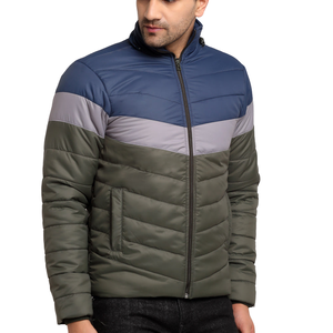 Men's Navy Eco-friendly <b>Fleece</b> <b>Lined</b> Puffer <b>Jacket</b> Windproof Zipper Closure Casual Winter Wear Slim Fit Polyester Shell Regular - Product Image 6