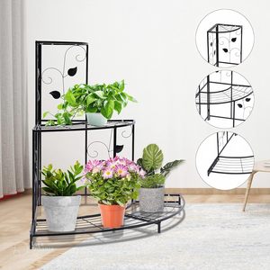 Support à plantes à 3 niveaux fait main, en métal, autoportant, pour pots de fleurs, étagère de présentation pour plantes d'intérieur et d'extérieur, décoration moderne pour la maison et le jardin - Product Image 4