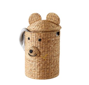 Handwoven Water Hyacinth Elephant <b>Basket</b> Cute Safari Toy Storage <b>Hamper</b> Open Top Decorative Bin <b>for</b> Nursery - Product Image 3
