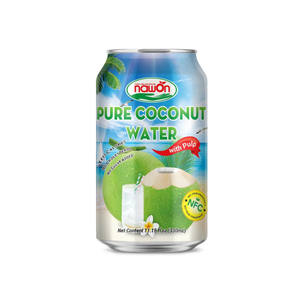 Eau de coco de qualité supérieure avec pulpe 330 ml, faible teneur en sel, sans sucre, hydratation, boisson NAWON, sans saveur, étiquette sans design, échantillon gratuit - Product Image 1