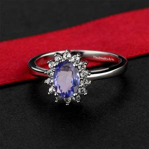 Bague de fiançailles en Tanzanite naturelle bleu violet, taille ovale, pierre solitaire, bijoux de mariée, argent sterling 925, pierre de naissance de décembre - Product Image 2