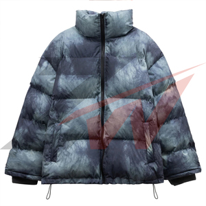 Men's Winter Puffer Jacket Shiny <b>Coat</b> Windproof <b>Waterproof</b> Stand Collar Zip Casual Outerwear <b>Padded</b> Hooded Front Custom - Product Image 6