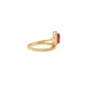 14K Solid Gold Floating 1 Ct Ruby Diamond Prong Wedding Ring - Product Image 6