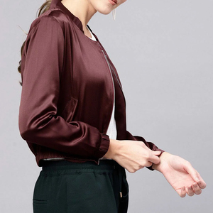 <b>Women</b> Classic Zip up Raw Eco-Friendly Bomber Jacket Fashion Casual Streetwear <b>Coat</b> Custom Logo OEM Wholesale Manufacturer - Product Image 4