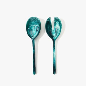 American Style Epoxy Resin Salad Server Sets Multifunctional Kitchenware Dinnerware Tableware Food Serving Spoon & Fork Set - Product Image 5