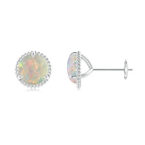 Luxury Opal Stud <b>Earrings</b> Solitaire Everyday <b>Fine</b> Jewelry 14kt Rose Gold Bridal October Birthstone Round Cut Opal Studs <b>Earrings</b> - Product Image 1