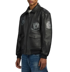 Chaqueta de vuelo Avirex Vintage A2 negra para hombre, estilo aviador clásico - Product Image 3