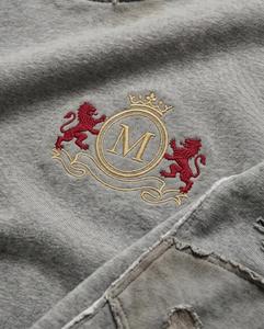Survêtement gris pour homme, col rond, manches longues, couleur unie, vêtement décontracté avec logo brodé sur le devant, coupe ample, style automne, 100% coton - Product Image 3