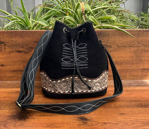 OEM sac seau pour femmes en cuir suédé usiné à la main avec point de démarrage personnalisé sacs à bandoulière vintage en cuir véritable - Product Image 3