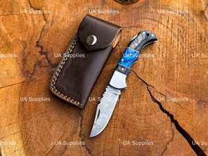 มีดพับ Damascus Lockback ด้ามไม้ ปลายแหลม คุณภาพอุตสาหกรรม EDC มีดพับสำหรับล่าสัตว์ มีดพกพาสำหรับกิจกรรมกลางแจ้ง ส่งออก ขายส่ง จำนวนมาก - Product Image 3