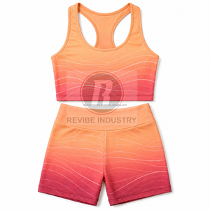 Ensemble décontracté deux pièces en toile unie pour femme avec logo personnalisé, vente en gros, streetwear, t-shirt à manches courtes et short sublimés - Product Image 4