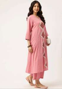 Conjunto Salwar Kameez de Algodón Slub de Lujo con Bordado Intenso y Elegante Dupatta, Traje Étnico Indio para Damas en Venta - Product Image 3