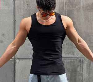 Chaleco Deportivo para Hombre, Cuello en V, 230 GSM, Algodón y Fibra de Bambú, Sin Mangas, Color Liso, para Fisicoculturismo y Fitness - Product Image 5