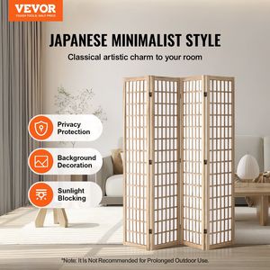 Biombo Japonés de 4 Paneles, Separador de Ambientes Plegable para Interiores, con Características Decorativas - Product Image 2