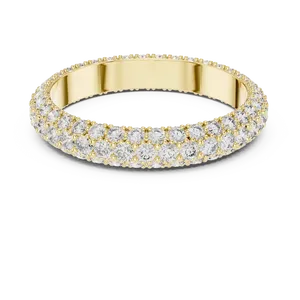 Anillo de Eternidad de Doble Hilera Ancha con Diamantes Cultivados en Laboratorio, Oro Sólido de 10K, 14K, 18K, Unisex, Color E, Corte Brillante Redondo, Regalo - Product Image 1