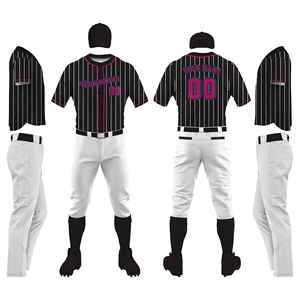 Conjunto de Uniforme de Béisbol Personalizado para Hombre, Manga Corta con Rayas Moradas, Poliéster que Absorbe la Humedad, Talla Adulto, Ropa Deportiva OEM - Product Image 4