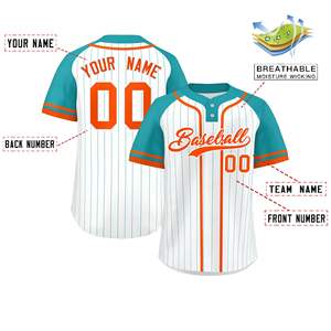 Meilleur Maillot de Baseball Blanc et Bleu à Rayures Fines, Manches Courtes, Unisexe Adulte, Respirant, en Polyester, Tenue d'Équipe, Logo Imprimé à l'Avant - Product Image 2