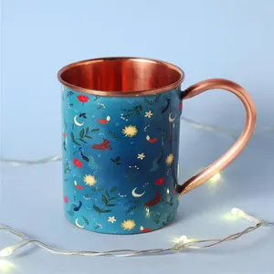 Mug en cuivre pur de qualité supérieure avec finition martelée, tasse de qualité alimentaire pour boissons froides, cocktails et usage en bar, disponible à la vente - Product Image 6