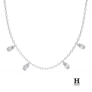 Collier en or blanc 18 carats avec plusieurs pendentifs en diamants ovales, bijoux fins - Product Image 5