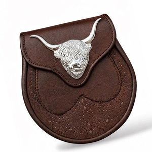 Sporran écossais en cuir végétalien pour homme avec sangle à chaîne, accessoires de costume - Product Image 2