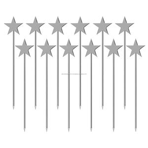 Juego de selecciones de cóctel modernas reutilizables de acero inoxidable de seis piezas hechas a mano brillante acabado pulido diseño de estrellas frutas arponeras - Product Image 1