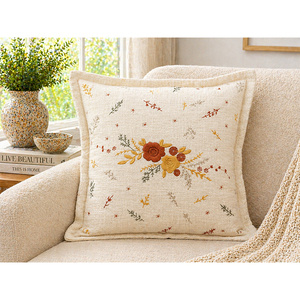 Premium Cotton Turner Embroidered Cushion <b>Cover</b> | Luxury Decorative <b>Throw</b> Pillow <b>Cover</b> for <b>Sofa</b>, Living Room & Home Decor - Product Image 1