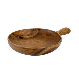 Food Grade Suar Wood Medium Round Plate With Handle Serving <b>Board</b> <b>Light</b> Brown Twenty One Centimeter Diameter Thirty One Cms Long - Product Image 1