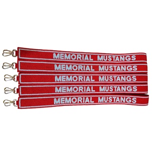 Premium Durable Beaded Fashion Black & <b>Red</b> Colorway Letter Strap White Trim Go Texans College High School Teams Sports Fan Strap - Product Image 2