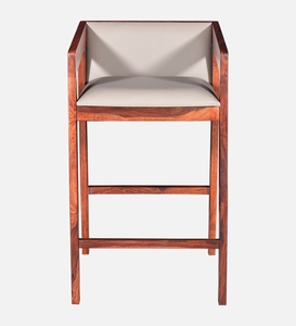 PU Leather Bar <b>Stool</b> Honey Oak Finish Counter <b>Height</b> Kitchen Bar Furniture Handcrafted Durable <b>Adjustable</b> Metal Base - Product Image 5