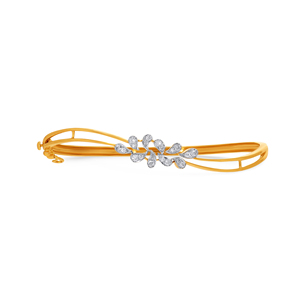 Elegant Diamond Leaf Vine Gold <b>Bangle</b> <b>Bracelet</b> for Women - Product Image 1