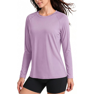 Unisex Purple Long Sleeve Rash Guard Quick Dry Polyester <b>Swim</b> Top with Front Logo UPF50+ Anti-Bacterial Eco-Friendly <b>for</b> Adults - Product Image 6