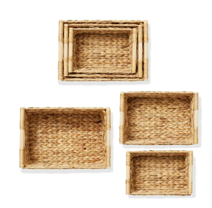 Plateau de rangement vintage écologique en jacinthe d'eau, plateau à fruits rustique avec poignée, articles de cuisine en gros du Vietnam - Product Image 2