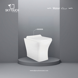WC moderne et économique en céramique Sahara, cuvette blanche, à double chasse (S-Trap / P-Trap), deux pièces - Product Image 2