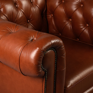 Sofá Chesterfield Vintage de Diseño Occidental de Lujo, Sofá de Cuero de Dos Plazas para Cafetería, Restaurante, Oficina, Hotel - Product Image 4