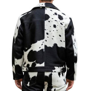 Chaqueta de cuero de vaca elegante para hombre con pelo auténtico, piel de vaca única, para invierno, equitación, uso exterior, chaqueta de cuero de invierno para hombre - Product Image 2