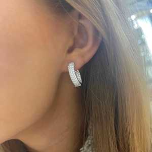 Double Sided Pave Round Lab Grown Diamond <b>Huggie</b> Hoop Earring Wholesale 14k 18k <b>Gold</b> Large 19mm Hinged Classic Pair Manufacturer - Product Image 4