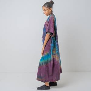 Robe de soirée moderne Tie Dye Summer Resort Wear Robe de soirée à la main Boho Beach Kaftan Kimono Robe Deep V Neck Bandeau Trendy Hot - Product Image 3