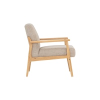 Canapé individuel rembourré en tissu confortable haute performance avec pieds en bois massif robustes et accoudoirs contemporains pour hôtel