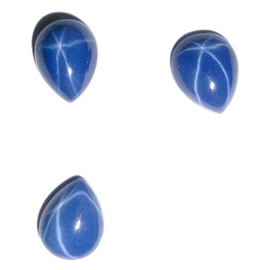 Zafiro Azul Estrella Pera 7x9 mm 3 Quilates, Cabujón Pulido Creado en Laboratorio con Efecto Estrella de 6 Rayos, 4 mm de Altura para Fabricación de Joyas - Product Image 5