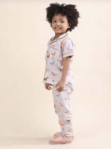 Conjunto de Pijama de Algodón para Niños con Estampado de Dinosaurios, Camisa de Manga Corta con Botones, Suave y Transpirable, Ropa de Dormir Cómoda para Niños - Product Image 4