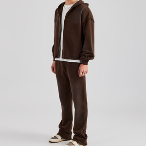 Survêtements vintage en molleton de coton de haute qualité, personnalisés avec fermeture éclair et effet délavé pour hommes - Product Image 5
